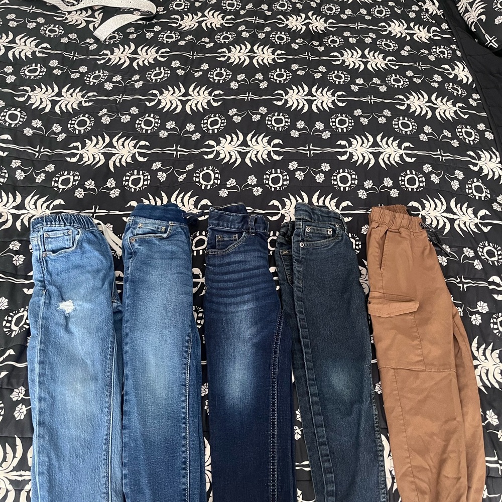 Set of 5 Assorted Denim and Brown Pants